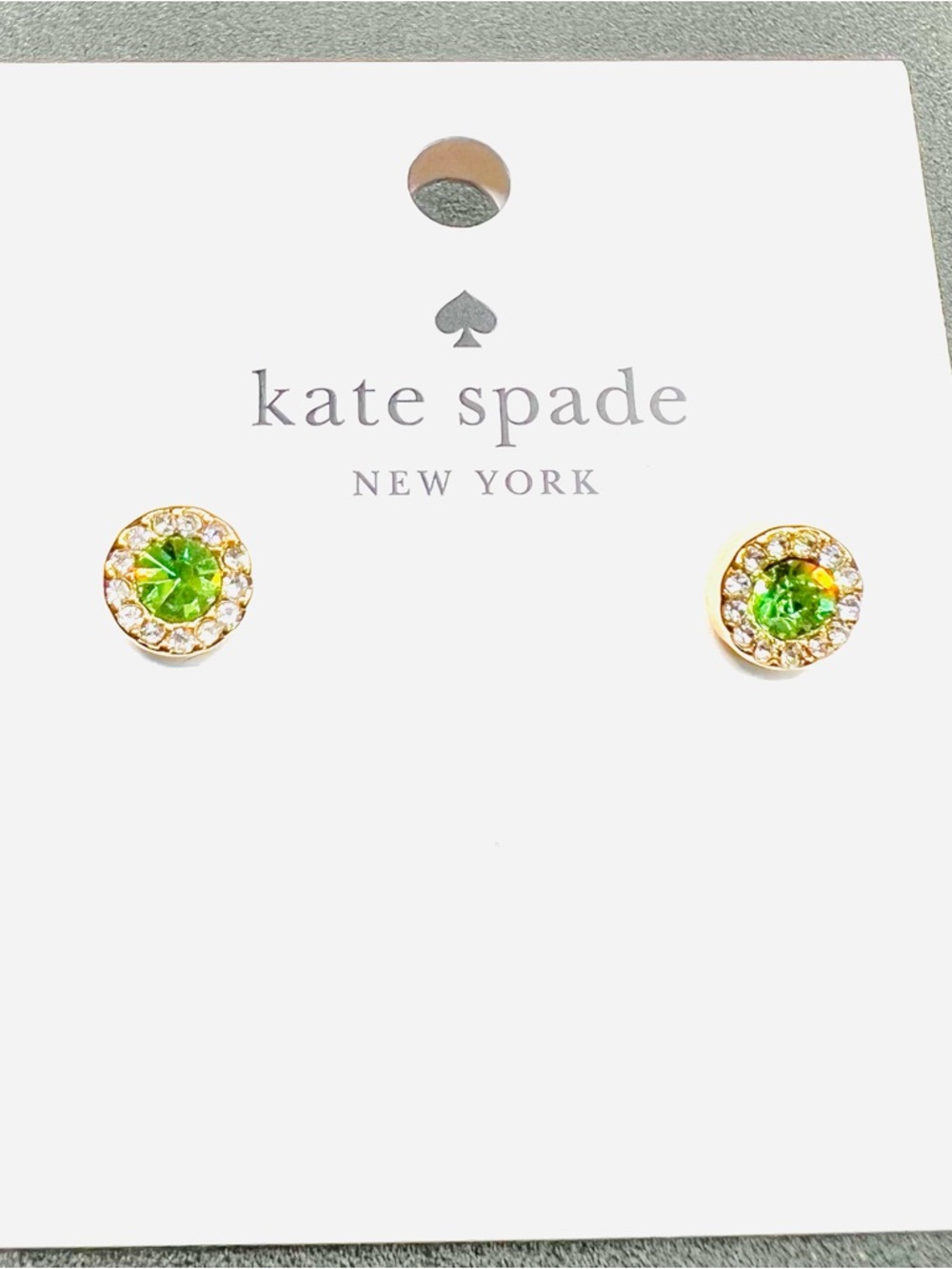 kate spade You're A Gem Pave
Halo Stud Earrings in Gold tone & Green - NWT